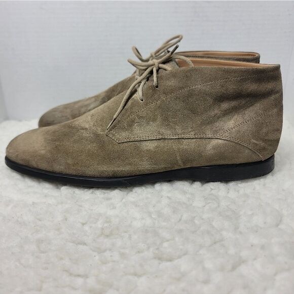 Tod’s Men’s Suede Desert Chukka Boots Gray Lace Up Made In Italy Size 9.5